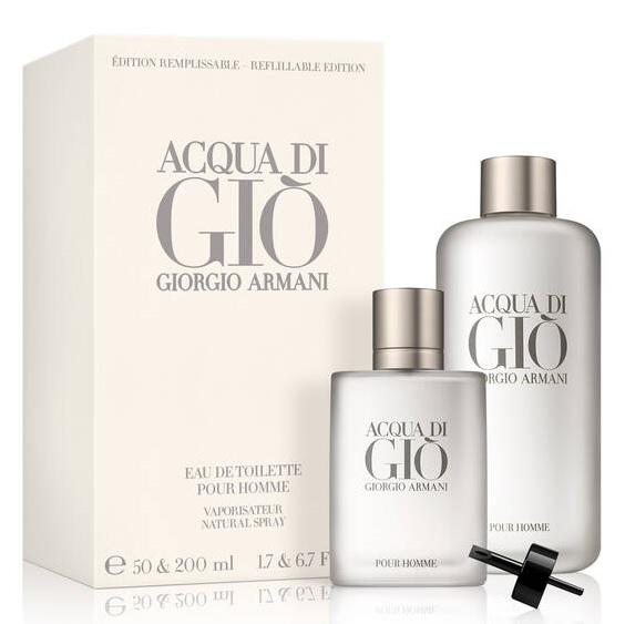 Acqua Di Gio 2 Piece 50ml Eau de Toilette + 200ml Refill  by Giorgio Armani for Men (Gift Set)