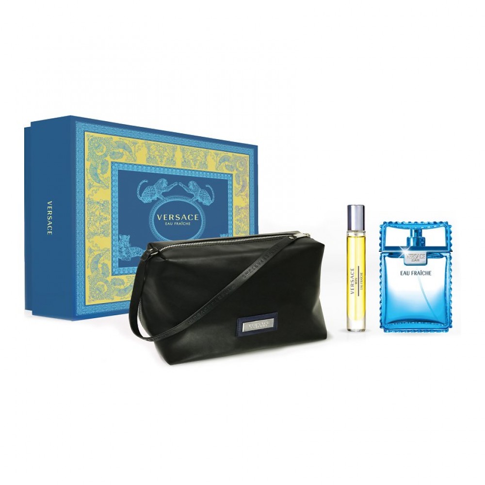 Man Eau Fraiche 3 Piece by Versace for Men Eau de Toilette (Gift Set-A)